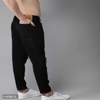 Mens Black Slim Fit Mid-Rise Slash knee Jeans - Black, 32