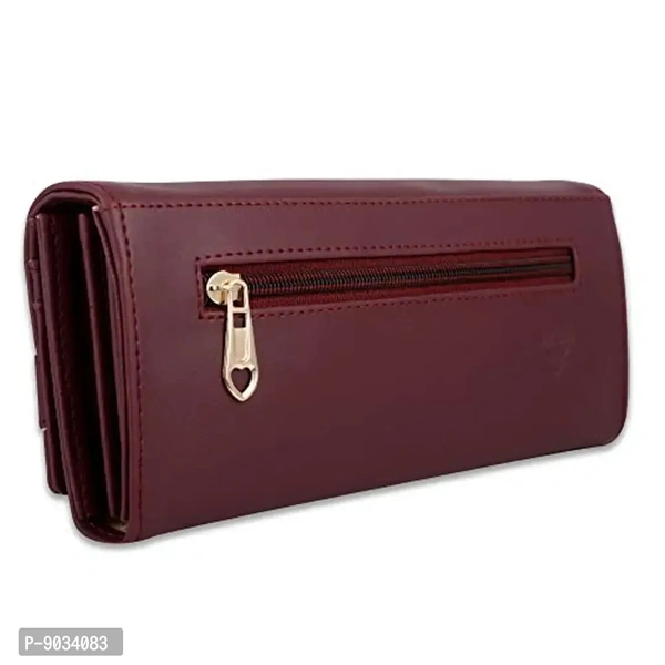 ALSU Maroon Faux Leather Women's Wallet (SHD-002)