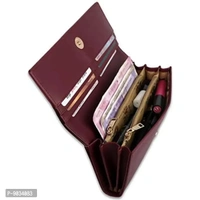 ALSU Maroon Faux Leather Women's Wallet (SHD-002)