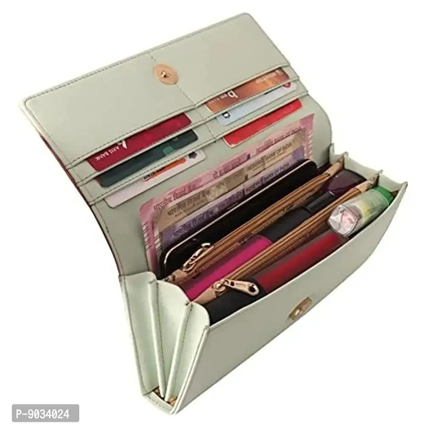 ALSU Women's Green Hand Wallet Clutch Multicoloured Cut Design_klm-004grn