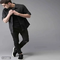 Mens Black Slim Fit Mid-Rise Slash knee Jeans - Black, 30