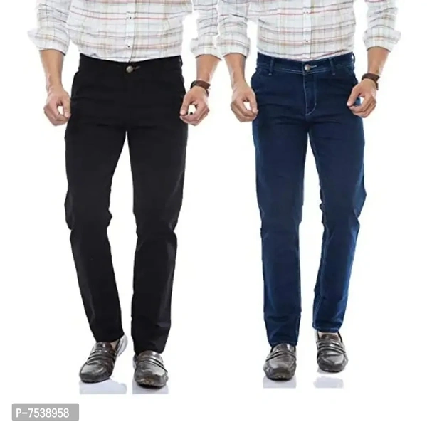 moudlin Men's Slim Fit Jeans (Pack of 2) (moudlin_jeans_combo DbB_28_Black Dark Blue_28) - 28