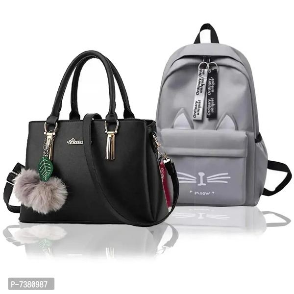Trendy Cute Handy Hand-Held Shoulder Bag And Backpack Combo For Women