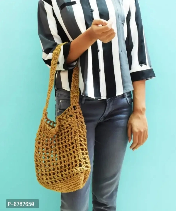 Women Hand Woven Pure Jute Shoulder Bag- Latest Stylish Purse Shoulder Bags For Girls Women - 12
