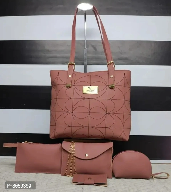 Stylish Fancy PU Handbags Combo Set Of 5 For Women
