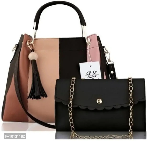 Classy PU Solid Handbags for Women with Sling Bag