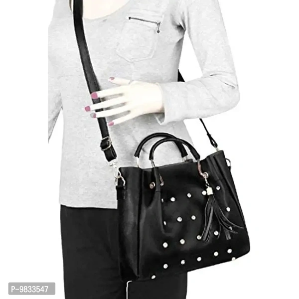 SaleBox P.U. Leather Handbag for Women's/Handbag for Girls/Women's Shoulder Bag Pack of Two (Small Size) (Black)