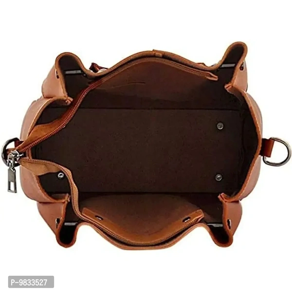 SaleBox P.U. Leather Handbag/Shoulder Bag Ideal for Women's & Girls Pack of Three (Tan)