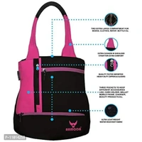 ARMODA LADIES MULTI-POCKET SHOULDER BAG (Black & Pink)