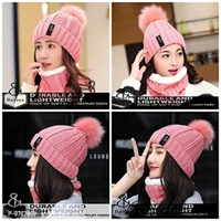 REFFER Winter Woolen Beanie Cap & Scarf Set for Women & Girls | Warm & Stylish | Freesize | Pack of 2