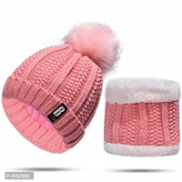 REFFER Winter Woolen Beanie Cap & Scarf Set for Women & Girls | Warm & Stylish | Freesize | Pack of 2