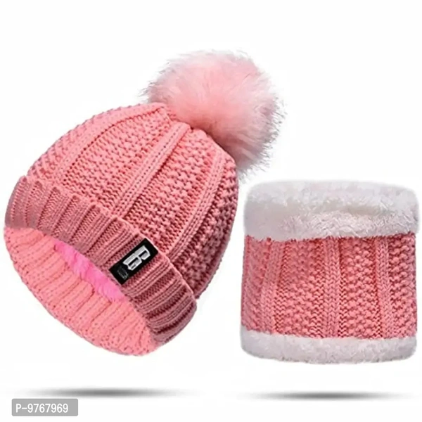 REFFER Winter Woolen Beanie Cap & Scarf Set for Women & Girls | Warm & Stylish | Freesize | Pack of 2