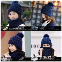 REFFER Winter Woolen Beanie Cap & Scarf Set for Women & Girls