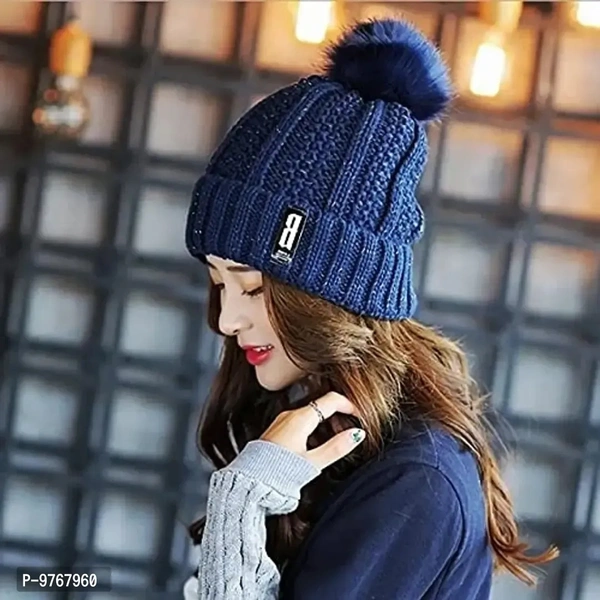REFFER Winter Woolen Beanie Cap & Scarf Set for Women & Girls