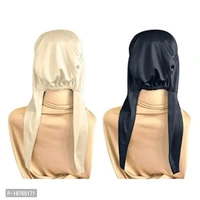 Mehar Women's Hair Tail Cap Poly Cotton Hijab Set of T-Cap 2 pcs (Wheat - Grey)