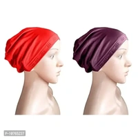 Mehar Hijab Women's Hair Bonnet SD Cap 2 Ps. Set (Vine - Red)
