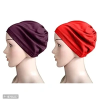 Mehar Hijab Women's Hair Bonnet SD Cap 2 Ps. Set (Vine - Red)