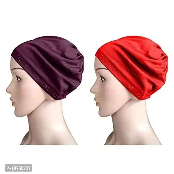 Mehar Hijab Women's Hair Bonnet SD Cap 2 Ps. Set (Vine - Red)