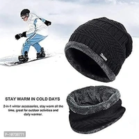 Navkar Crafts Ultra Soft Winter Woolen Beanie Cap Plus Muffler Scarf Set Grey for Women, Girl - Warm, Snow Proof - (-20) Degree Temperature