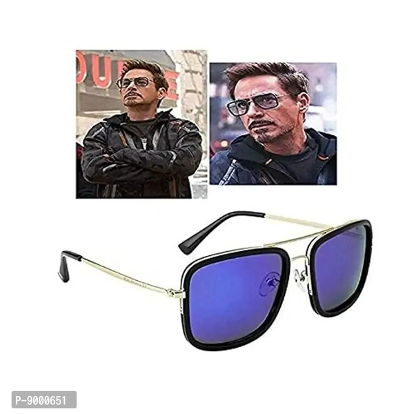 RoshFort Unisex Metal; Polycarbonate and Resin Avengers Infinity War Tony Stark Square Sunglasses (Blue, Medium)
