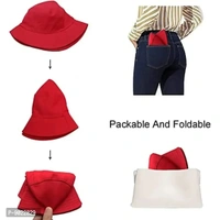 SATYAM KRAFT Foldable Stylish Reversible Bucket Hat Caps for Women, Teens, Ladies and Girls for Summer Accessories, Beach wear, Travelling, Tracking (Design 1) (Red)