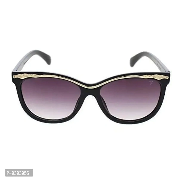 Vast Black, Gold Polycarbonate Cat Eye Flat Lens Retro Vintage Style Women's Sunglasses (96022