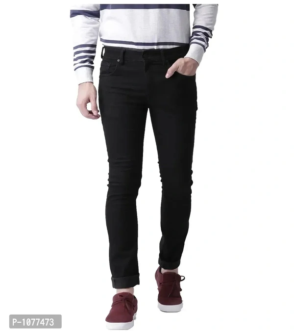Black Stretchable Denim Regular Fit Jeans - Black, 34