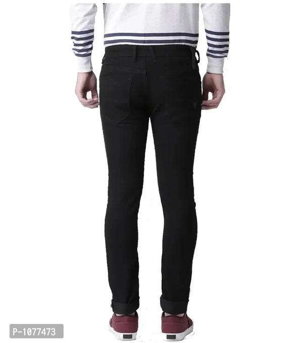 Black Stretchable Denim Regular Fit Jeans - Black, 34