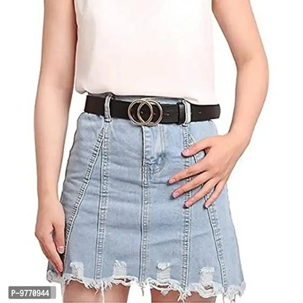 Dryon Women's and Girl's Faux Leather Belt (Black, Free Size )