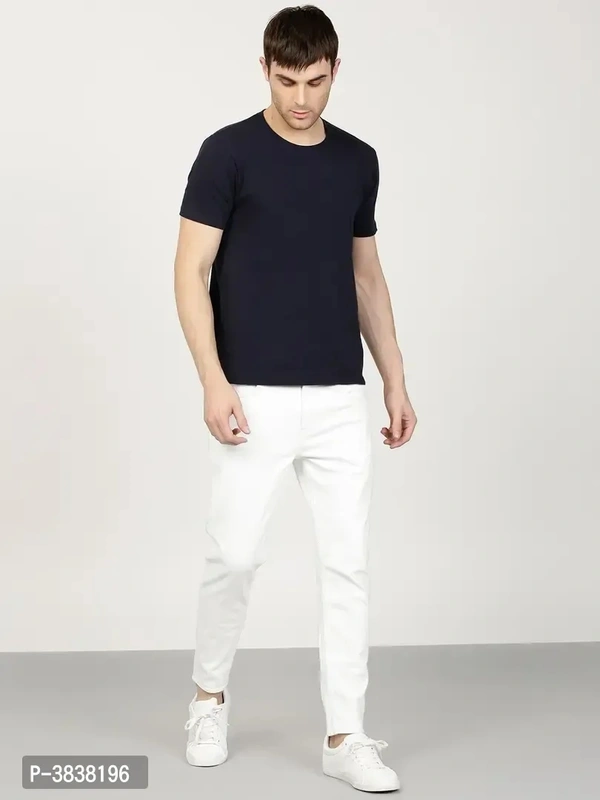 Men White Solid Regular Fit Denim Jeans - White, 28