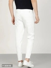 Men White Solid Regular Fit Denim Jeans - White, 34