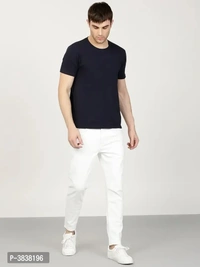 Men White Solid Regular Fit Denim Jeans - White, 34