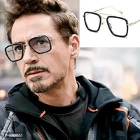 RoshFort Unisex Metal; Polycarbonate and Resin Avengers Infinity War Tony Stark Square Sunglasses (Blue, Medium)