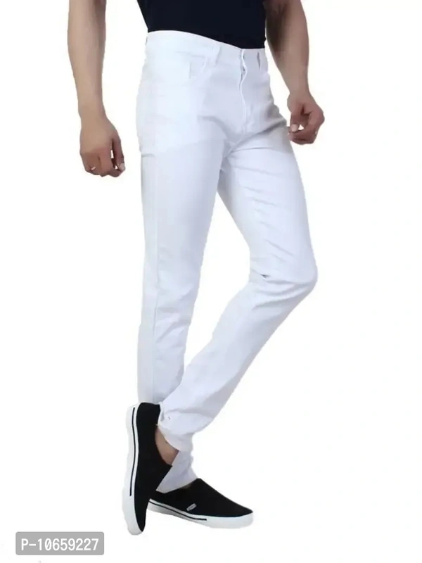 Fashion Regular Fit Denim Jeans For Men - White, 32