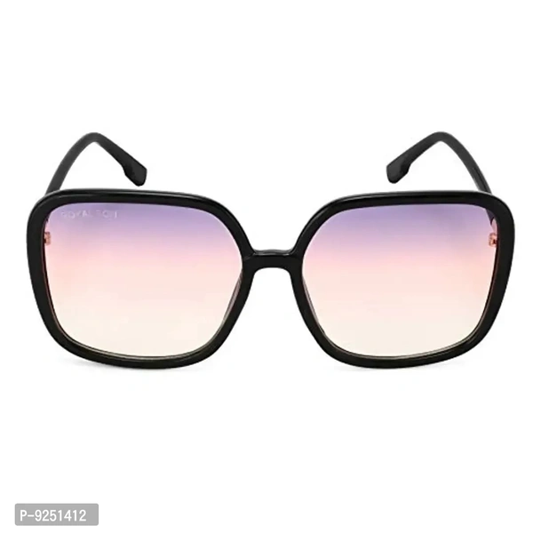 ROYAL SON Women Oversized Sunglasses Clear Frame, Purple Lens (Medium) - 1 Sunglasses, 1 Cleaning cloth, 1 Glasses Box