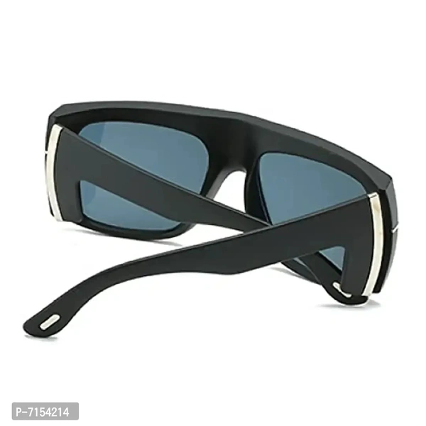 AUGEN By Visions India Retro Vintage Oversized Square Abstract Unisex Sunglasses UV400 Protected Large Size (Black 3, 115)