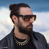 AUGEN By Visions India Retro Vintage Oversized Square Abstract Unisex Sunglasses UV400 Protected Large Size (Black 3, 115)