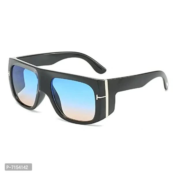 AUGEN By Visions India Retro Vintage Oversized Square Abstract Unisex Sunglasses UV400 Protected Large Size (Blue, 115)