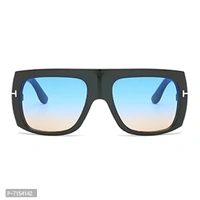 AUGEN By Visions India Retro Vintage Oversized Square Abstract Unisex Sunglasses UV400 Protected Large Size (Blue, 115)