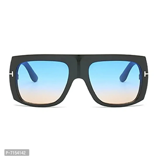 AUGEN By Visions India Retro Vintage Oversized Square Abstract Unisex Sunglasses UV400 Protected Large Size (Blue, 115)