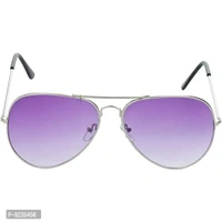 Hrinkar Unisex Pilot Sunglasses Black Silver Frame, Golden Violet Lens (Medium) - Pack of 2