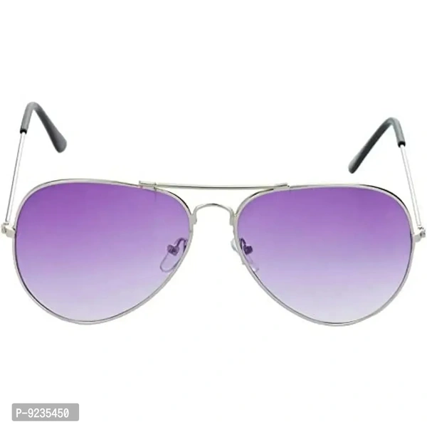 Hrinkar Unisex Pilot Sunglasses Black Silver Frame, Golden Violet Lens (Medium) - Pack of 2