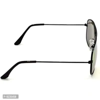 Hrinkar Unisex Pilot Sunglasses Black Silver Frame, Golden Violet Lens (Medium) - Pack of 2