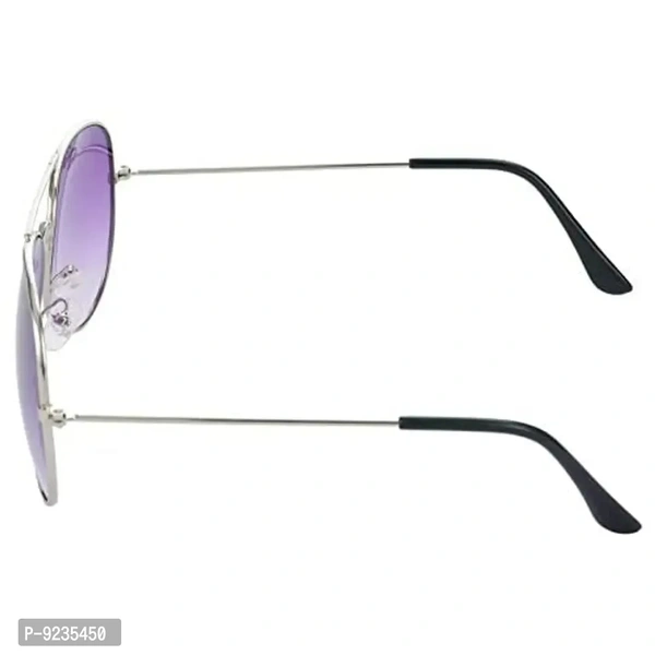 Hrinkar Unisex Pilot Sunglasses Black Silver Frame, Golden Violet Lens (Medium) - Pack of 2