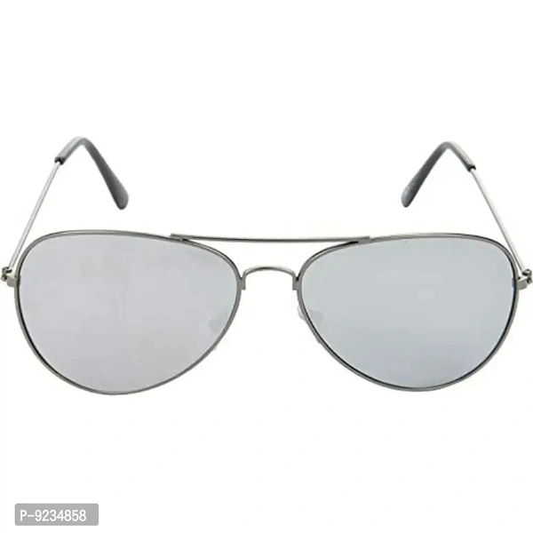 Hrinkar Unisex Pilot Sunglasses Grey Golden Frame, Silver Grey Lens (Medium) - Pack of 2
