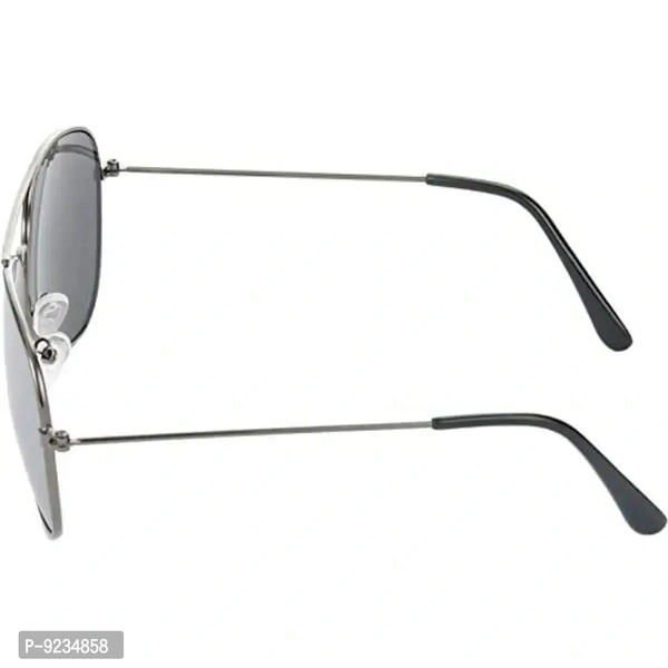 Hrinkar Unisex Pilot Sunglasses Grey Golden Frame, Silver Grey Lens (Medium) - Pack of 2