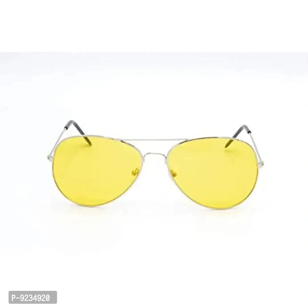 Hrinkar Unisex Pilot Sunglasses Silver Brown Frame, Yellow Brown Lens (Medium) - Pack of 2