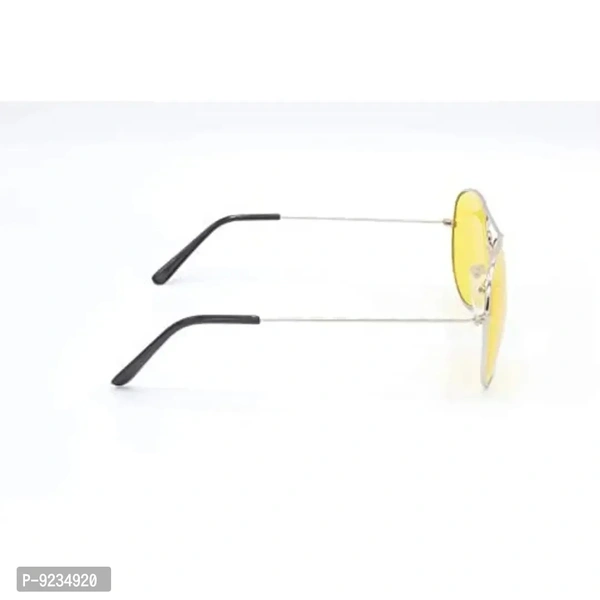 Hrinkar Unisex Pilot Sunglasses Silver Brown Frame, Yellow Brown Lens (Medium) - Pack of 2