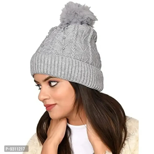 SoSh Designer Beautiful Velvet Woolen Winter Cap Hat for Women Warm Snow Beanie Winter hat Women Free Size