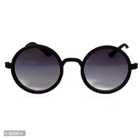 Hrinkar Unisex Round Sunglasses Silver Golden Frame, Grey Lens (Medium) - Pack of 2
